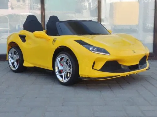 Детский электромобиль Ferrari F8 двухместная — Желтый-0