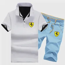 🛍 Новинка 2021, мужской летний повседневный костюм Ferrari, уличная мода, спортивный мужской дышащий костюм-поло, Мужская рубашка поло, прямые продажи