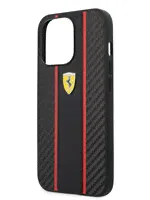 Ferrari для iPhone 13 Pro чехол PU Carbon / Smooth with metal logo Hard Black
