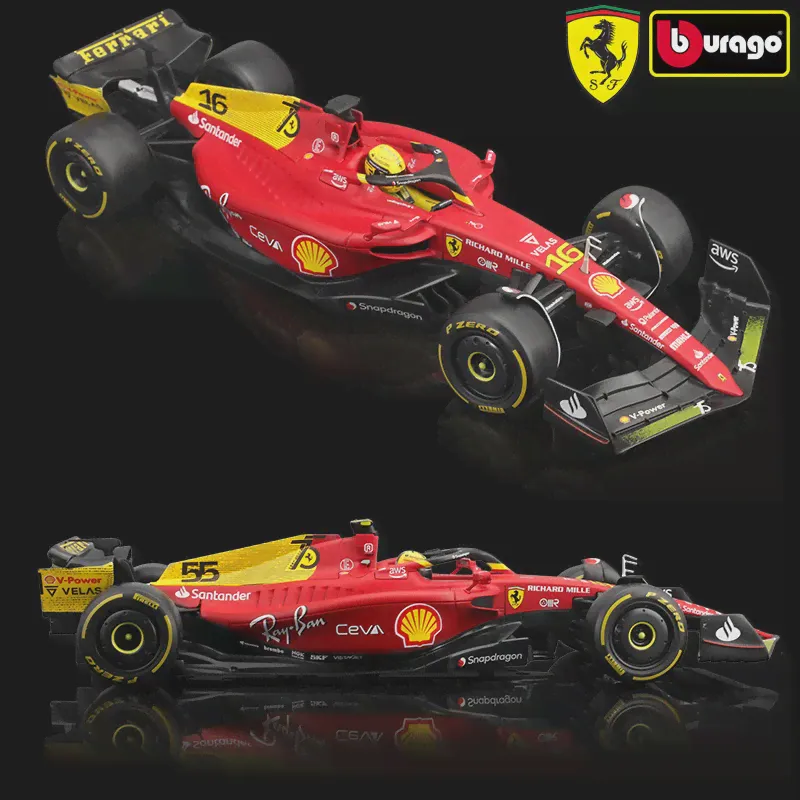 Bburago 1:18 2022 Ferrari F1-75th Anniversary Гоночные Автомобили Leclerc Sainz Автомобили Коллекционная Модель Автомобиля Игрушки Подарки Для Взрослых-0