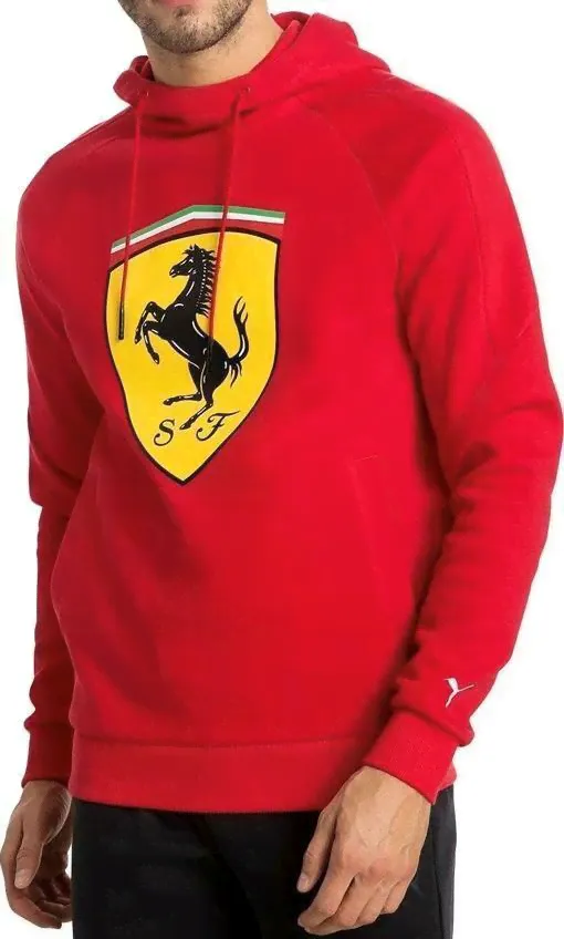 Мужская толстовка Puma Ferrari Men's Premium Sweater Track Jacket Big Shield Hoodie Red 76213401