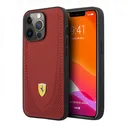 Кожаный чехол Ferrari Curved with metal logo Hard для iPhone 13 Pro, красный