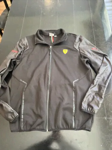 Rare Vtg Puma Scuderia Ferrari Black Full Zip Racing Track Jacket Mens Medium-0